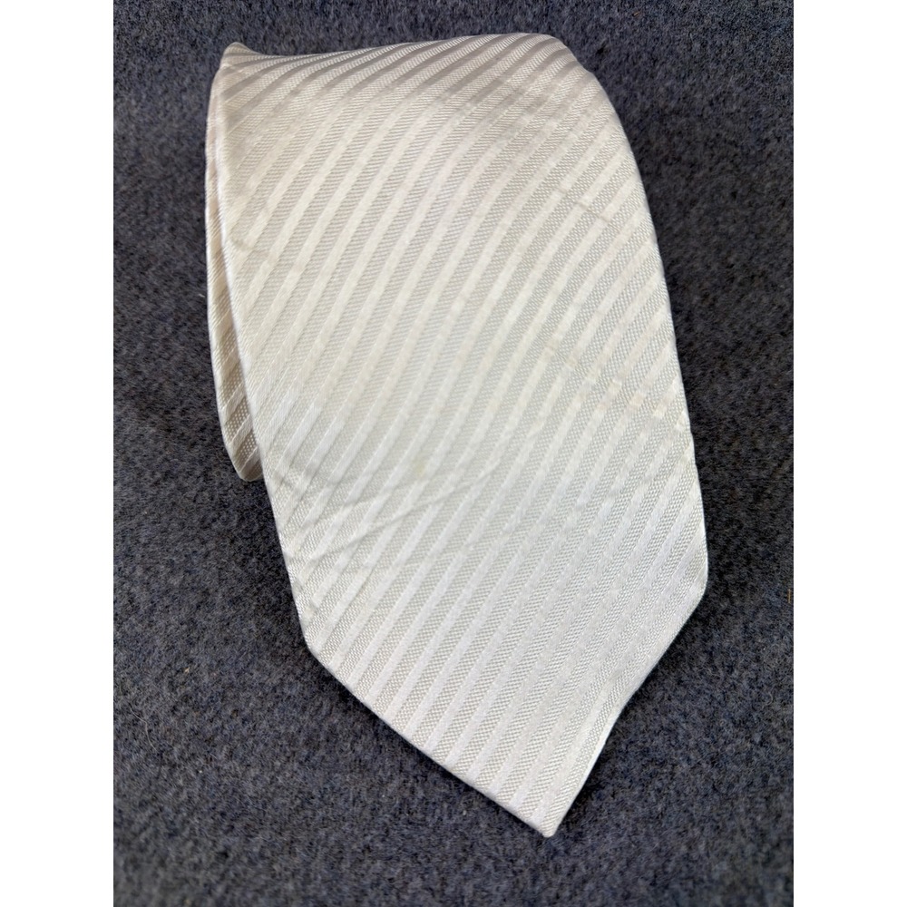 Donald‎ J. Trump Necktie Mens Cream White Striped 100%Silk Signature Tie